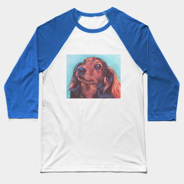 Dachshund Fine Art Painting Baseball T-Shirt by LASHEPARD